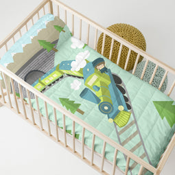 Happy Friday Train Bedspread Cot 100x130 cm