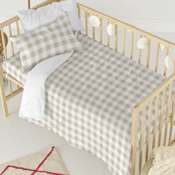 Happy Friday Vichy Duvet cover set cot 2 piece Beige