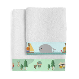 Happy Friday World map Towel set Pack of 2