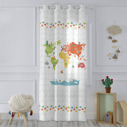 Happy Friday Curtain World map 140x265 cm Multicolor