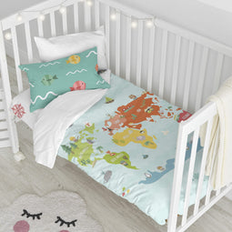 Happy Friday World map Duvet cover set cot 2 piece