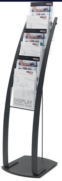 Deflecto Brochure holder on L-base with 6 compartments, ft A4, black