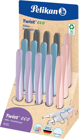 Pelikan Twist vulpen Eco, assorti, display van 15 stuks
