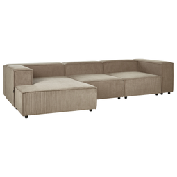 Beliani APRICA - Corner sofa 3-seater - Brown - Right side - Linen