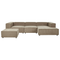 Beliani APRICA - Three-seater sofa with ottoman - Brown - Left side - Corduroy
