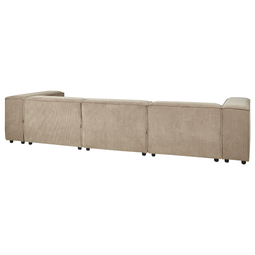 Beliani APRICA - Three-seater sofa with ottoman - Brown - Left side - Corduroy