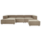 Beliani APRICA - Three-seater sofa with ottoman - Brown - Right sided - Corduroy