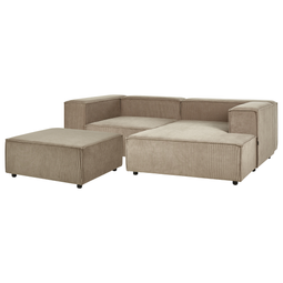 Beliani APRICA - Two-seater sofa with ottoman - Brown - Left side - Corduroy