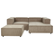 Beliani APRICA - Two-seater sofa with ottoman - Brown - Left side - Corduroy