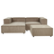 Beliani APRICA - Two-seater sofa with ottoman - Brown - Right side - Corduroy