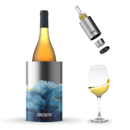 Coolenator – Wine & Champagne Bottle Cooler – Up to 6 Hours Cooling – Removable Freezer - Blue Leaf
