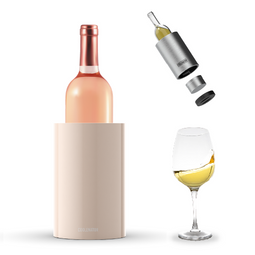 Coolenator – Wine & Champagne Bottle Cooler – Up to 6 Hours Cooling – Removable Freezer - Creme