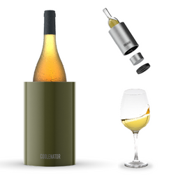 Coolenator – Wine & Champagne Bottle Cooler – Up to 6 Hours Cooling – Removable Freezer - Olive