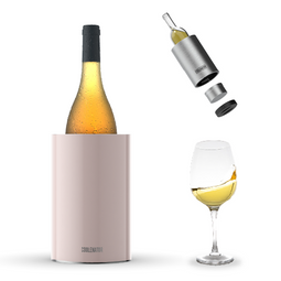 Coolenator – Wine & Champagne Bottle Cooler – Up to 6 Hours Cooling – Removable Freezer - Pink Satin