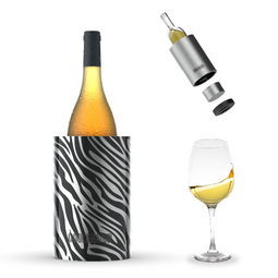 Coolenator – Wine & Champagne Bottle Cooler – Up to 6 Hours Cooling – Removable Freezer - Zebra