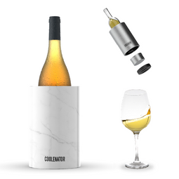 Coolenator – Wine & Champagne Bottle Cooler – Up to 6 Hours Cooling – Removable Freezer - White