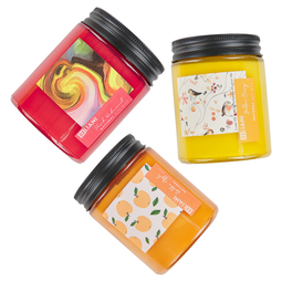 Beliani FRUITY BLOOM - Scented candle set - Berry/Yellow currant/Golden apple - Soy wax