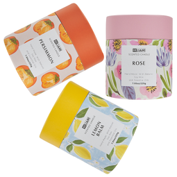 Beliani COLORFUL BARREL - Scented candle set - Rose/Khaki/Lemon Balm - Soy wax