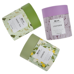 Beliani COLORFUL BARREL - Scented candle set - Tea/Lavender/Jasmine - Soy wax