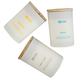 Beliani SIMPLICITY - Scented candle set - Ocean/Bergamot/Fresh linen - Soy wax