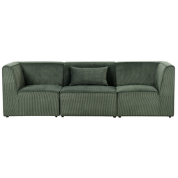 Beliani LEMVIG - Three-seater sofa - Dark green - Corduroy