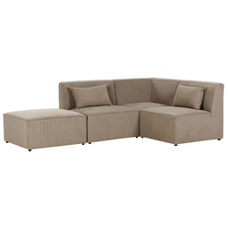 Beliani LEMVIG - Corner sofa 3-seater - Taupe - Left sided - Corduroy