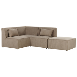 Beliani LEMVIG - Corner sofa 3-seater - Taupe - Right side - Corduroy