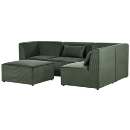 Beliani LEMVIG - Corner sofa 4-seater - Dark green - Left side - Corduroy