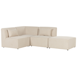 Beliani LEMVIG - Corner sofa 3-seater - Beige - Right side - Corduroy