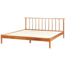 Beliani BARRET II - Double bed - Light brown - 180 x 200 cm - Pine wood