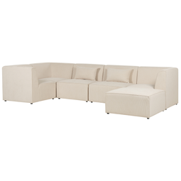 Beliani LEMVIG - Corner sofa 5-seater - White - Left side - Corduroy