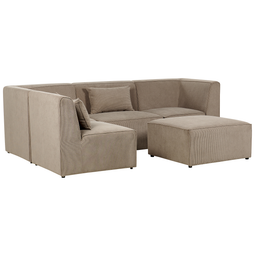Beliani LEMVIG - Corner sofa 4-seater - Taupe - Right side - Corduroy
