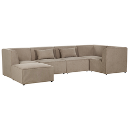 Beliani LEMVIG - Corner sofa 5-seater - Taupe - Left side - Corduroy
