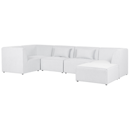 Beliani LEMVIG - 5-seater corner sofa - White - Right side - Corduroy