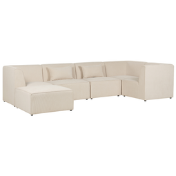 Beliani LEMVIG - Corner sofa 5-seater - Beige - Left side - Corduroy