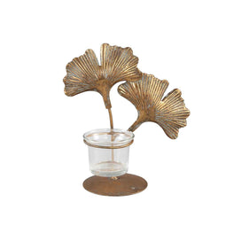 PTMD Astrid Lantern Leaves - 16 x 11 x 18 cm - Metal - Copper