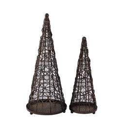 PTMD Christmas decorations Tree Martin - 18x18x48 cm - Iron - Brass - Set of 2