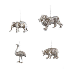 PTMD Christmas decoration Animal Niffler - 13x9x7 cm - Plastic - Silver - Set of 4