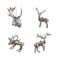 PTMD Christmas decoration Reindeer Kioga - 12x4x12 cm - Plastic - Silver - Set of 4