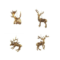 PTMD Christmas decoration Reindeer Kioga - 12x4x12 cm - Plastic - Gold - Set of 4