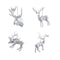 PTMD Christmas decoration Reindeer Kioga - 12x4x12 cm - Plastic - White - Set of 4