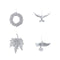 PTMD Christmas decoration Bird Jabber - 14x4x19 cm - Plastic - Silver - Set of 4