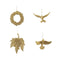 PTMD Christmas decoration Bird Jabber - 14x4x19 cm - Plastic - Gold - Set of 4