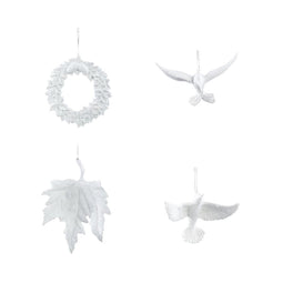 PTMD Christmas decoration Bird Jabber - 14x4x19 cm - Plastic - White - Set of 4