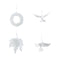PTMD Christmas decoration Bird Jabber - 14x4x19 cm - Plastic - White - Set of 4