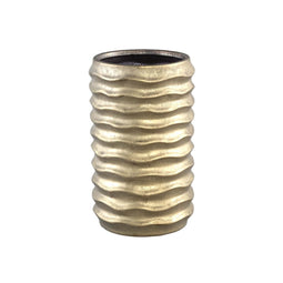 PTMD Lodas Round Flower Pot - H25 x Ø15.5 cm - Ceramic - Gold