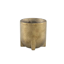 PTMD Mardix Round Flowerpot - H12 x Ø12.5 cm - Ceramic - Gold