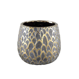 PTMD Merle Round Flower Pot - H16.5 x Ø18 cm - Ceramic - Gold
