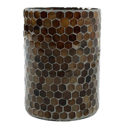 PTMD Nori Lantern - 14 x 14 x 20 cm - Glass - Brown