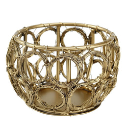 PTMD Rustin Round Tealight Holder - H6 x Ø8 cm - Metal - Gold